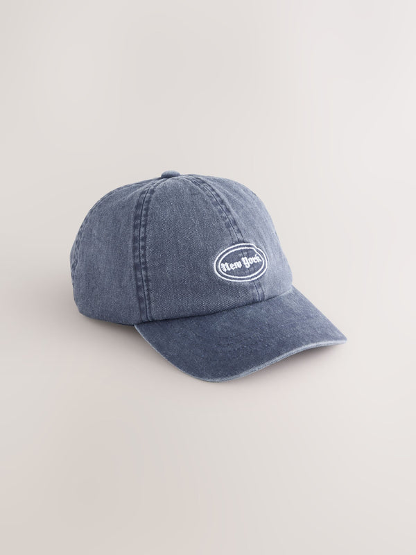 Navy Blue Washed 100% Cotton Baseball Cap Hat (3mths-16yrs)