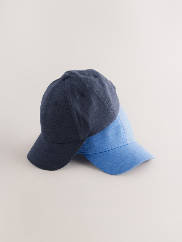 Blue/Navy Baseball 100% Cotton Caps 2 Pack (3mths-16yrs)