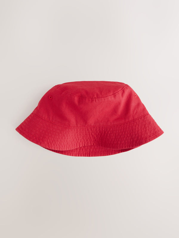 Red 100% Cotton Canvas Bucket Hat (3mths-16yrs)