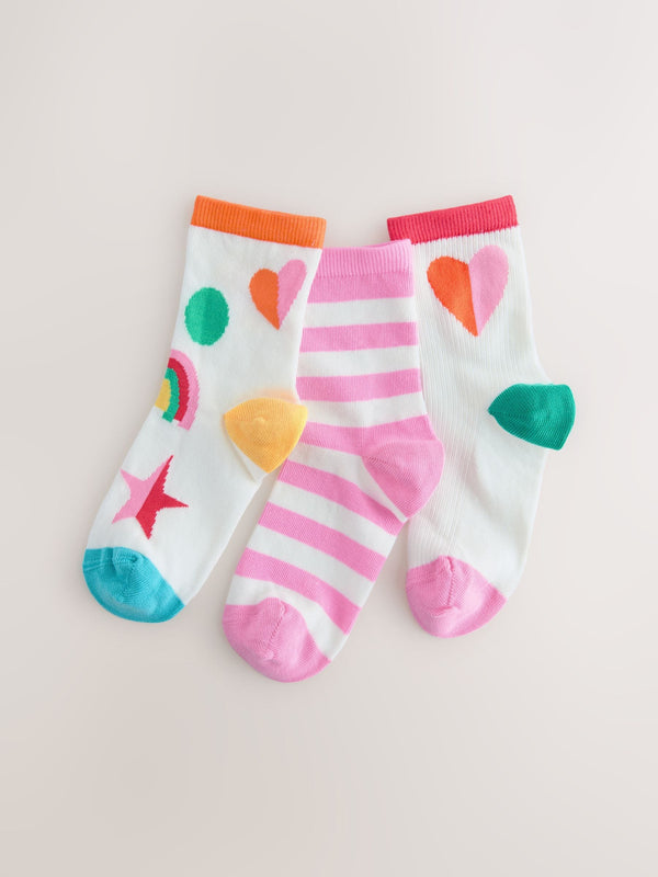 Multi 3 Pack Cotton Rich Ankle Socks