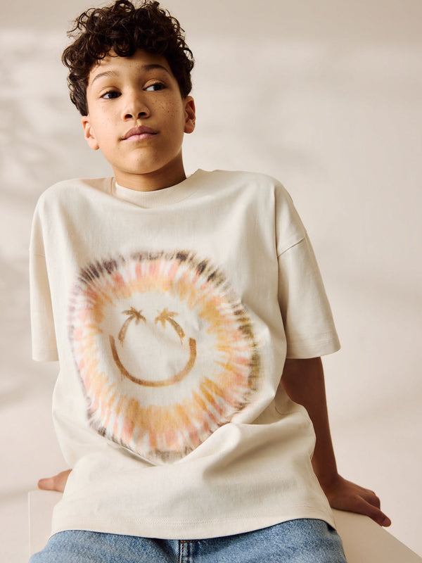 Stone Tie Dye Smile Relaxed Fit Short Sleeve Graphic Print T-Shirt (3-16yrs)