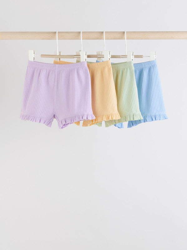 Blue/ Yellow/ Green/ Purple Pastels Frill Hem Baby Shorts 4 Pack