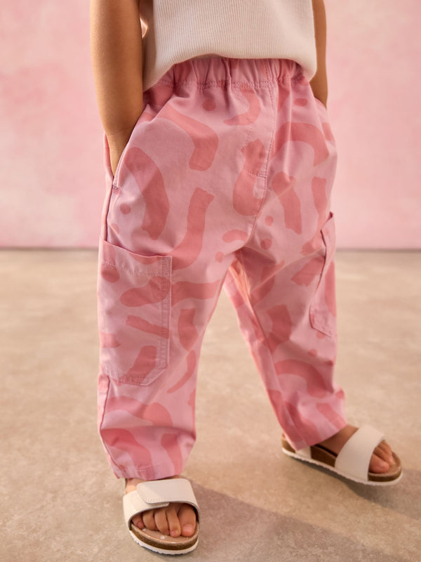 Pink 100% Cotton Pattern Pullon Trousers (3mths-7yrs)