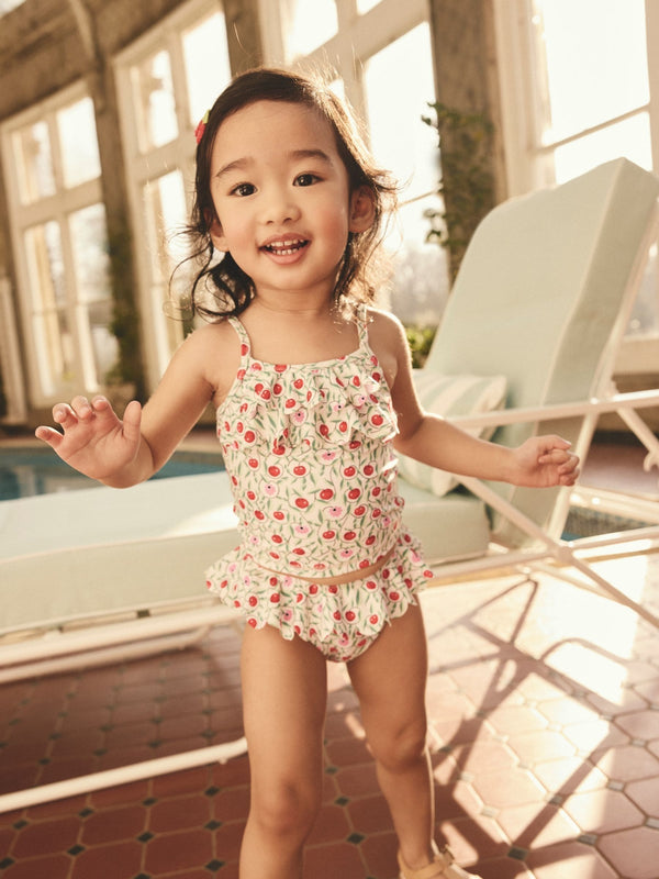 Cream/Pink/Green Cath Kidston Cherry Print Tankini (3mths-7yrs)