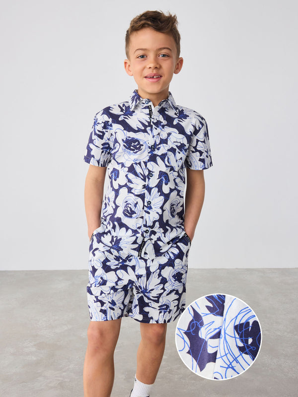 Baker by Ted Baker Blue Floral Print Shirt and Shorts Set