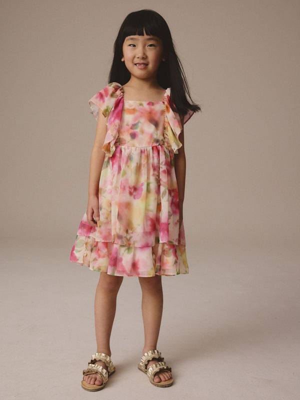 Pink Printed Chiffon Dress (3-16yrs)