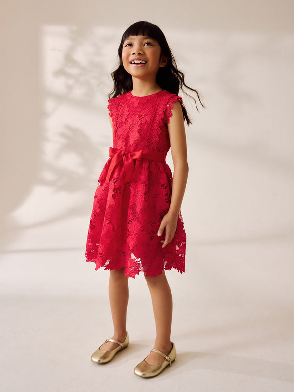 Red Lace Occasion Dress (3-16yrs)