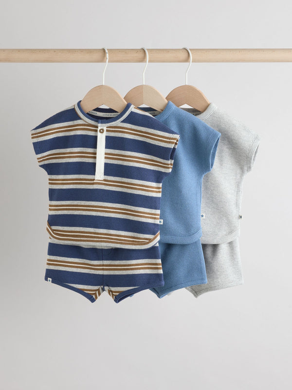 Blue Striped Baby Tops and Shorts Set 6 Piece (0mths-3yrs)