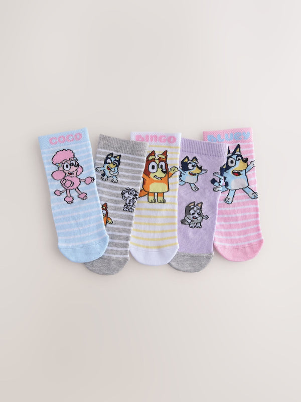 Pink Bluey 5 Pack Cotton Rich Bluey Ankle Socks