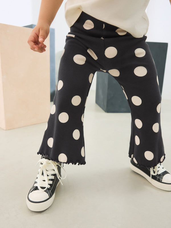 Monochrome Spot Rib Flare Leggings (3mths-7yrs)