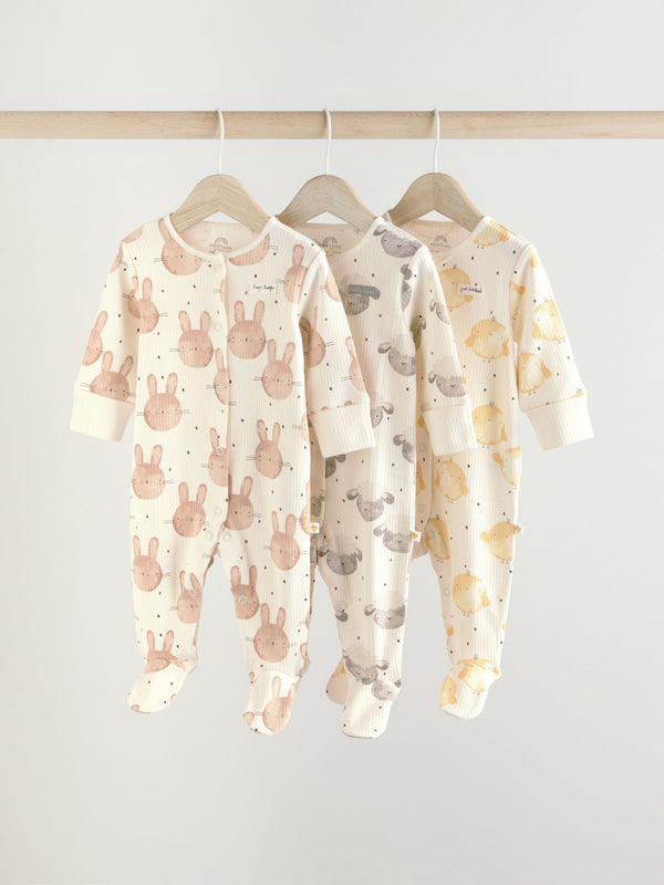 Ecru Baby 100% Cotton Sleepsuits 3 Pack (0mths-3yrs)