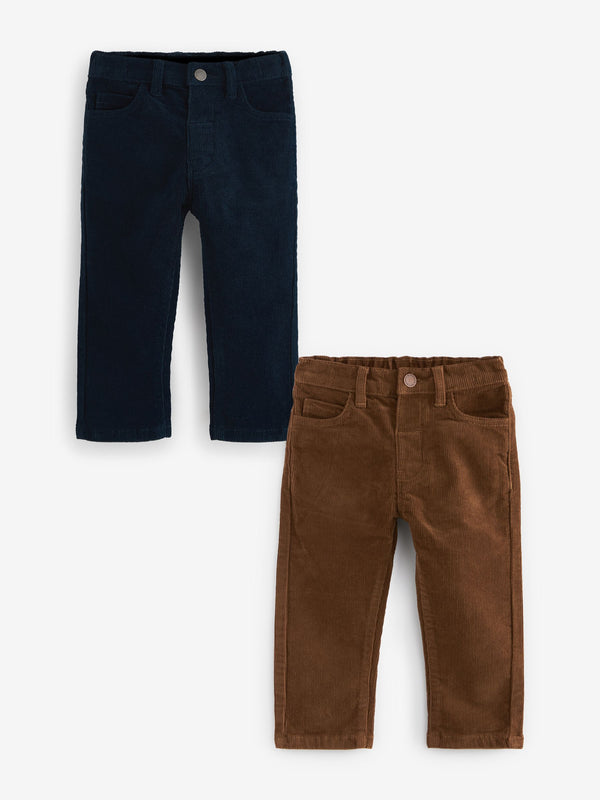Navy/Tan Brown Corduroy Trousers 2 Pack (3mths-7yrs)