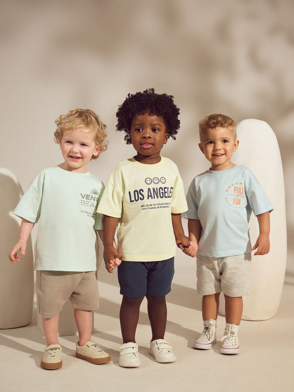 Multi Pastel Short Sleeve T-Shirts & Shorts Set 3 Pack (3mths-7yrs)