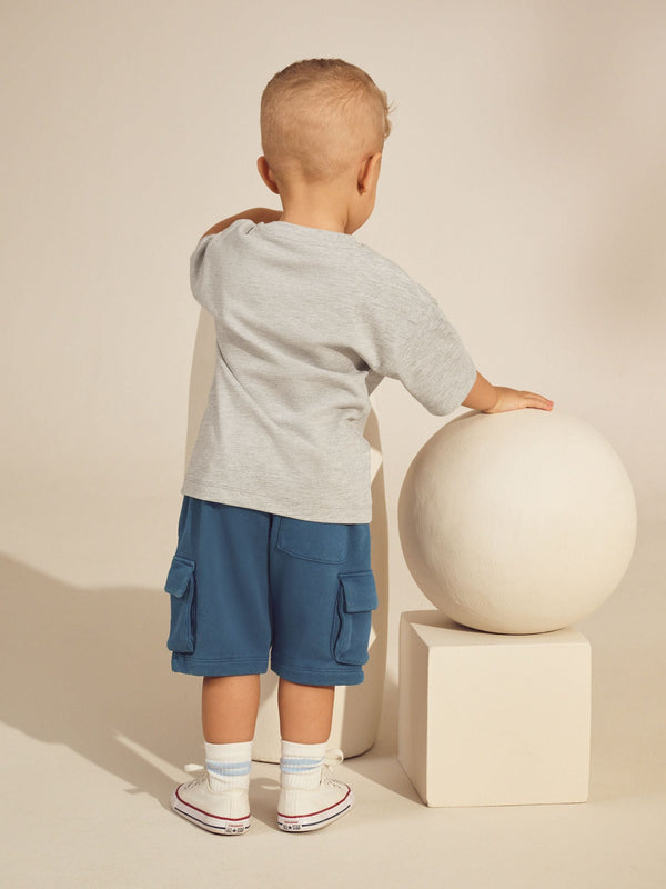 Grey/Blue Short Sleeve T-Shirt & Utility Shorts Set (3mths-7yrs)