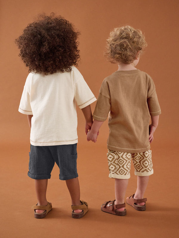 Brown Short Sleeve T-Shirt & Shorts Set 2 Pack (3mths-7yrs) (3mths-7yrs)