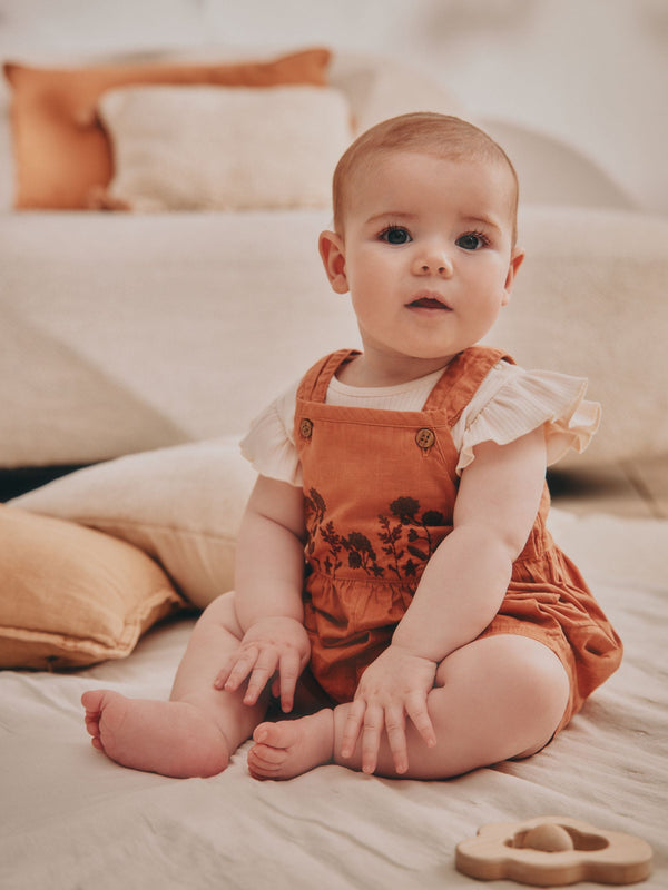 Rust Brown Short Sleeve Baby Bodysuit and Dungarees Set (0mths-2yrs)