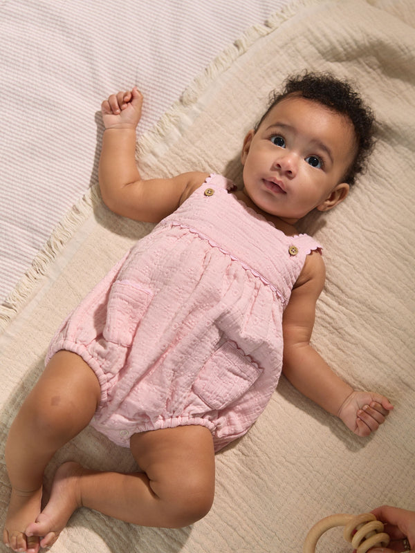 Pink Baby Broderie Romper (0mths-3yrs)