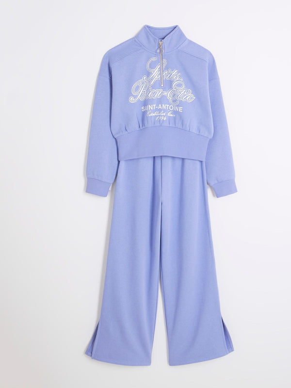 River Island Blue 100% Cotton Half Zip Sweat Top