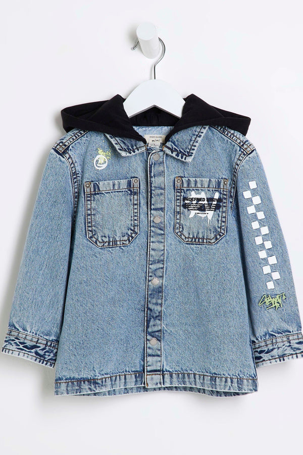 River Island Blue Boys Graffiti Denim Overshirt