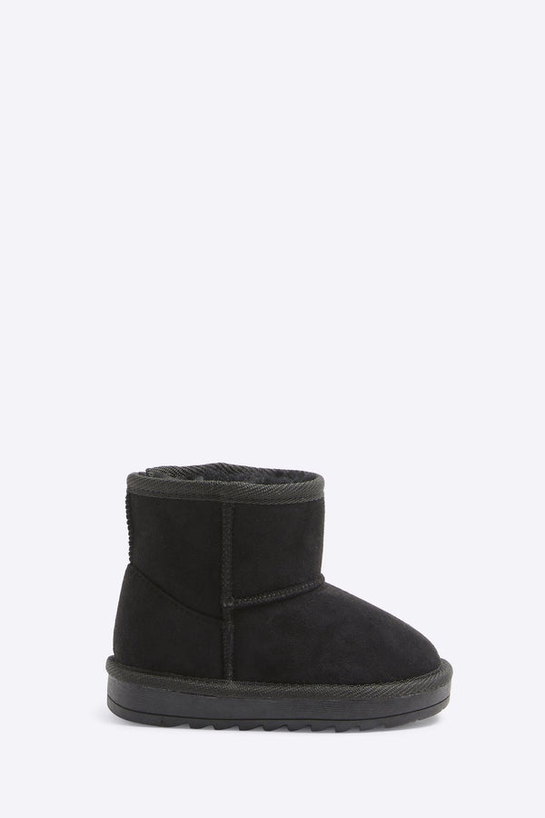 River Island Black Boys Faux Fur Lined Boots