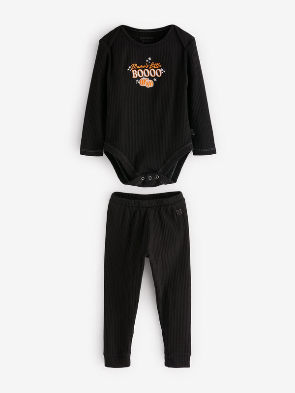 River Island Black Unisex Mamas 100% Cotton Little Boo Set