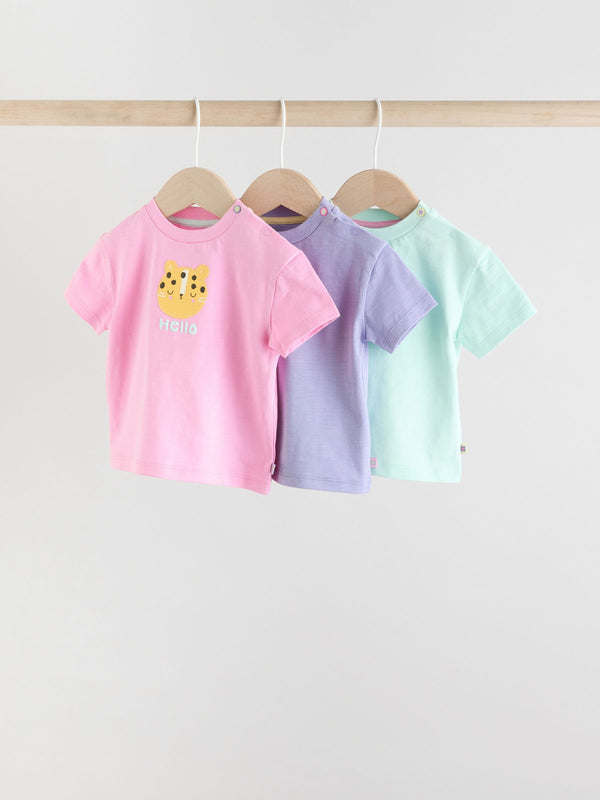 Blue/ Green/ Purple Pastels Baby Jersey Short Sleeve Tops 3 Pack