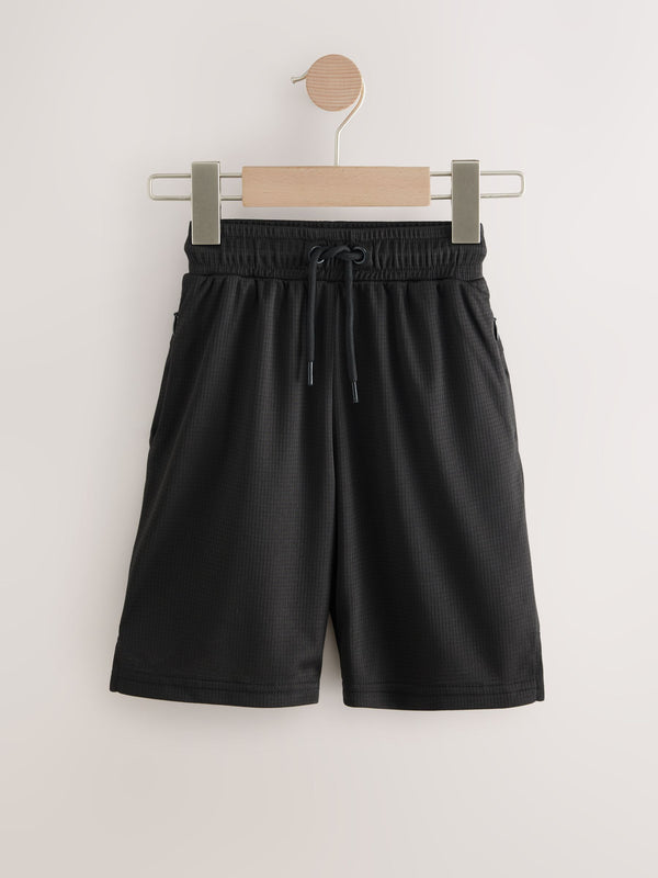 Black Textured Sport Shorts (3-16yrs)