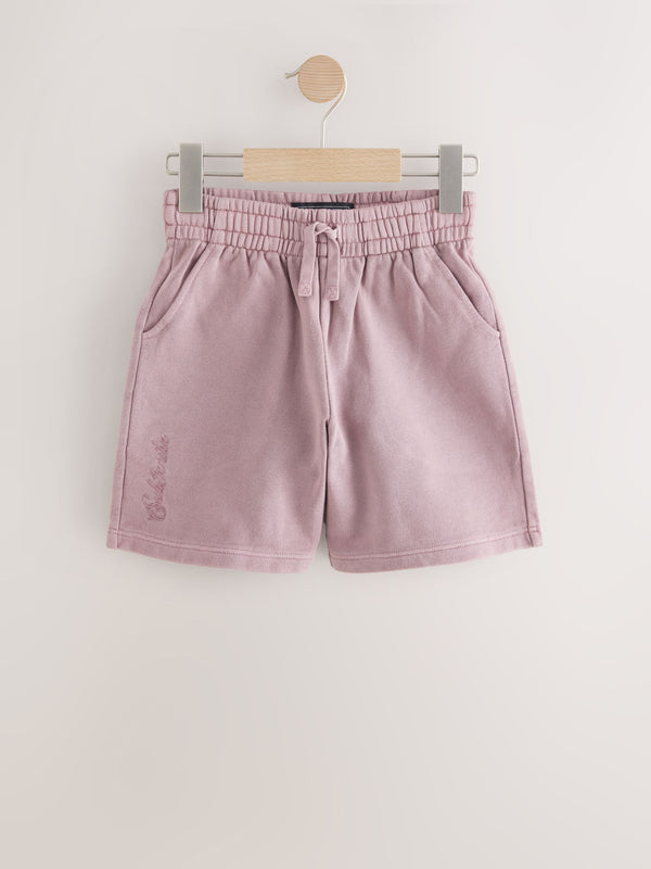 Plum Purple Washed Subscribe 100% Cotton Shorts (3-16yrs)