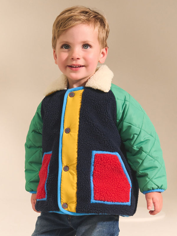 Multi Colourblock Borg Coat (3mths-7yrs)