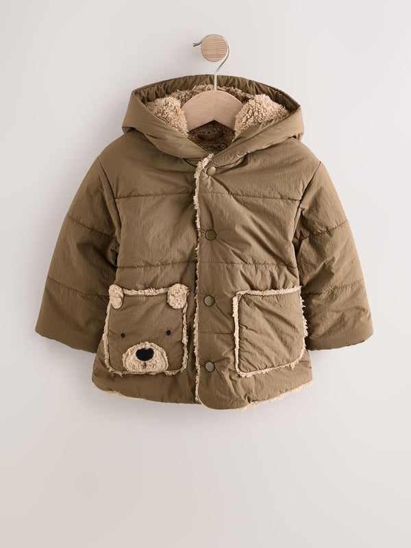 Tan Brown Shower Resistant Borg Jacket (3mths-7yrs)