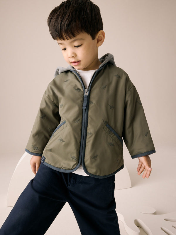 Khaki Green Dinosaur Embroidered Jacket (3mths-7yrs)