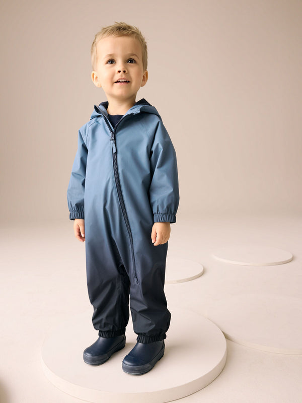 Blue Dip Dye Waterproof Fleece Lined Pumpkin Puddlesuit (3mths-7yrs)