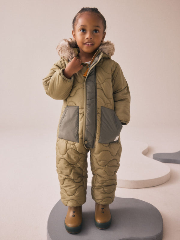 Khaki Green Shower Resistant Snowsuit (3mths-7yrs)