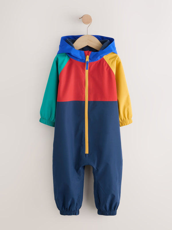 Navy Colourblock Waterproof Fleece Lined Puddlesuit (3mths-7yrs)