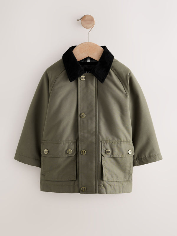 Khaki Green Cord Collar Coat (3mths-7yrs)