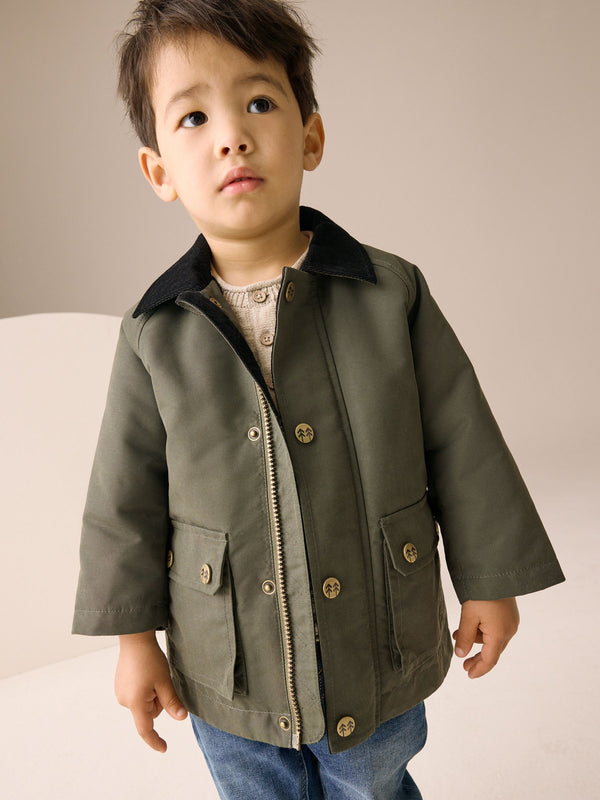 Khaki Green Cord Collar Coat (3mths-7yrs)