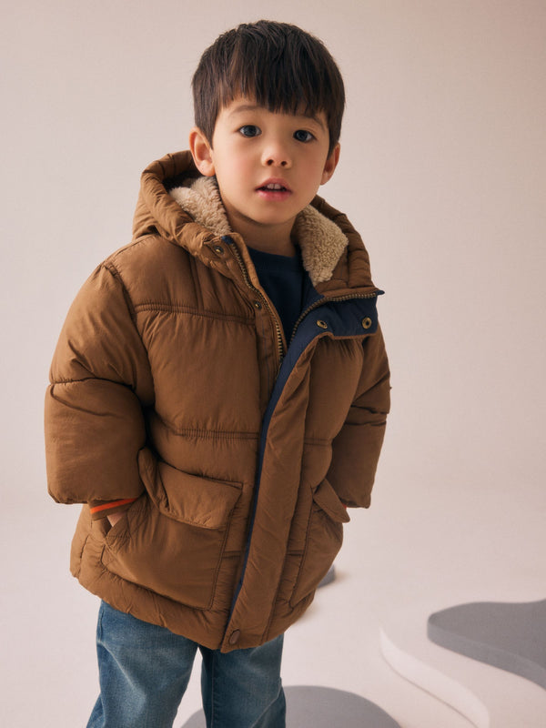 Brown Borg Lined Padded Shower Resistant Coat (3mths-7yrs)