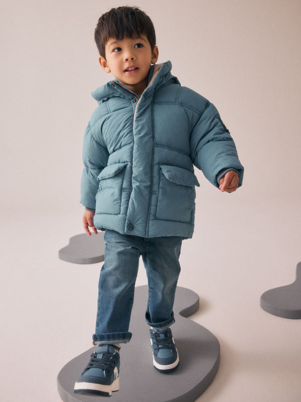 Blue Borg Lined Padded Coat (3mths-7yrs)