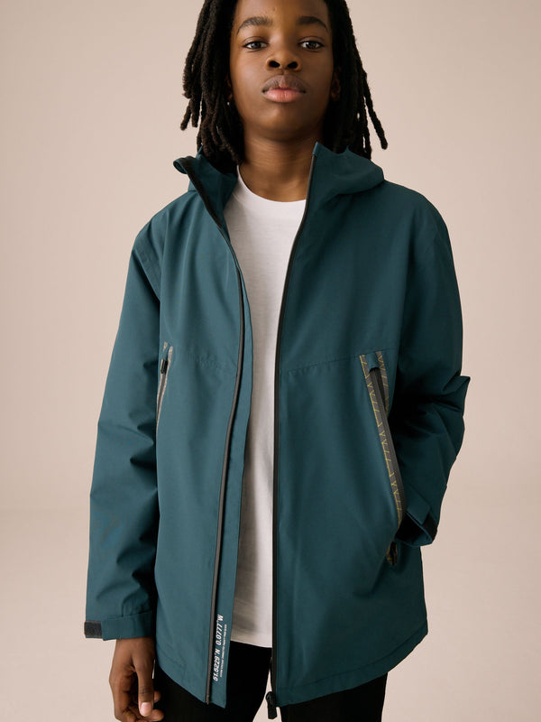 Green Waterproof Fleece Lined Hooded Jacket (3-17yrs)