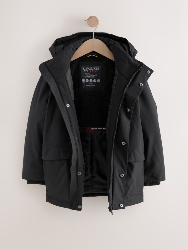 Black Waterproof Parka Coat (3-17yrs)