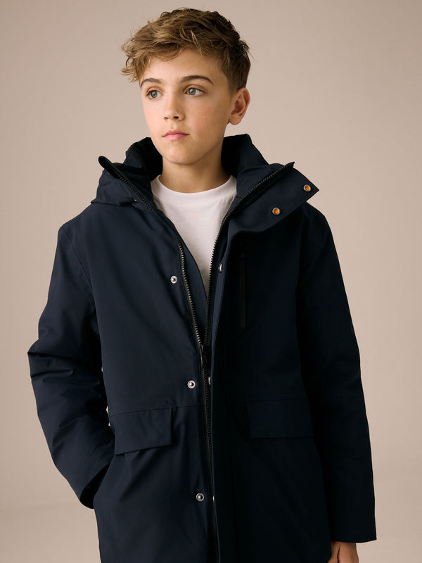 Navy Waterproof Parka Coat (3-17yrs)