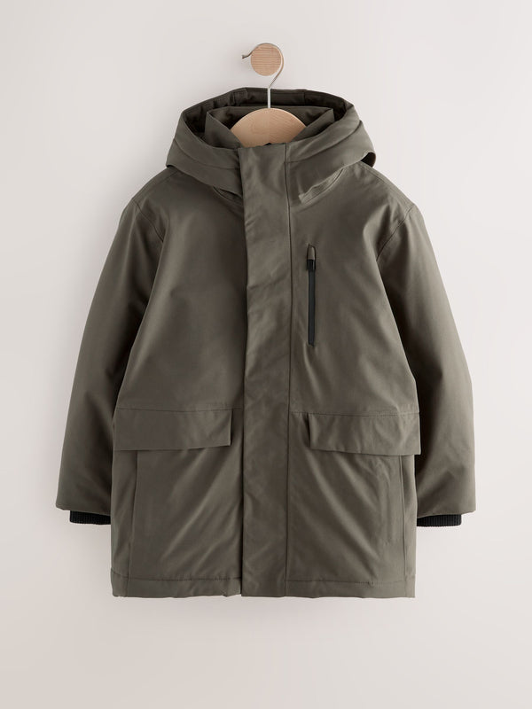 Khaki Green Waterproof Parka Coat (3-17yrs)