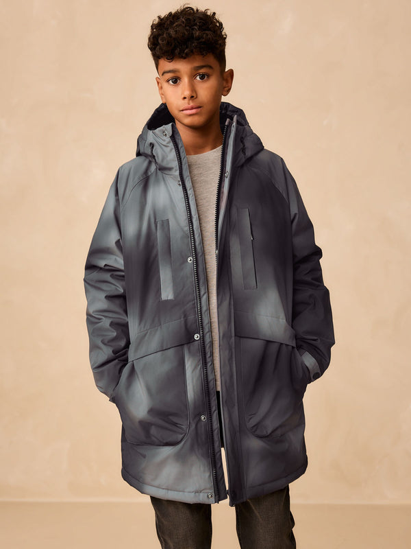 Grey Shower Resistant Fleece Lined Parka Coat (3-16yrs)