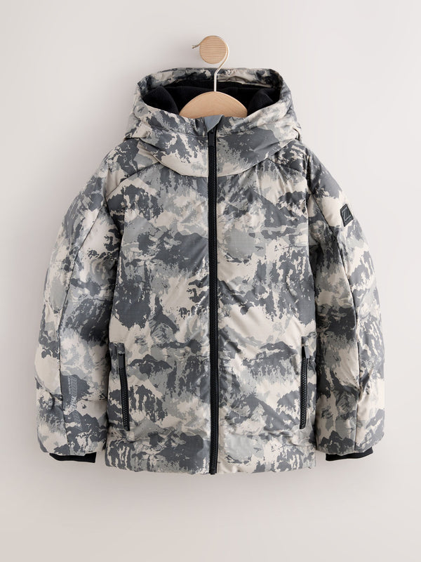 Green Camoflauge Shower Resistant Microfleece Lined Padded Coat (3-17yrs)