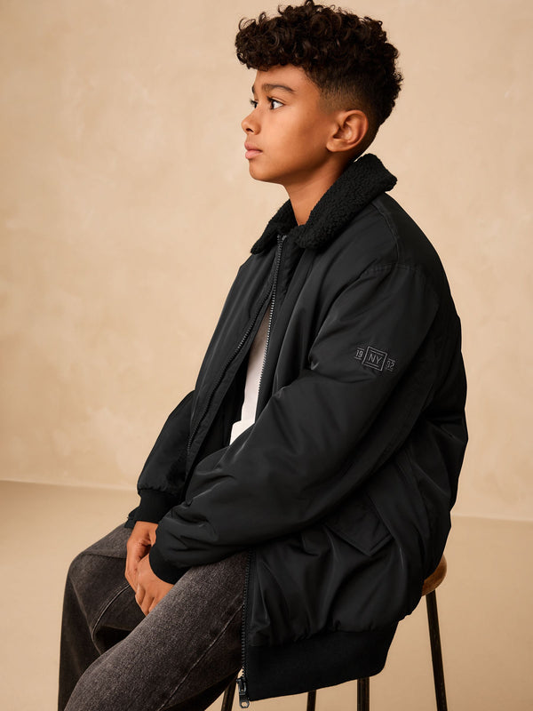 Black Borg Collared Bomber Jacket (3-16yrs)