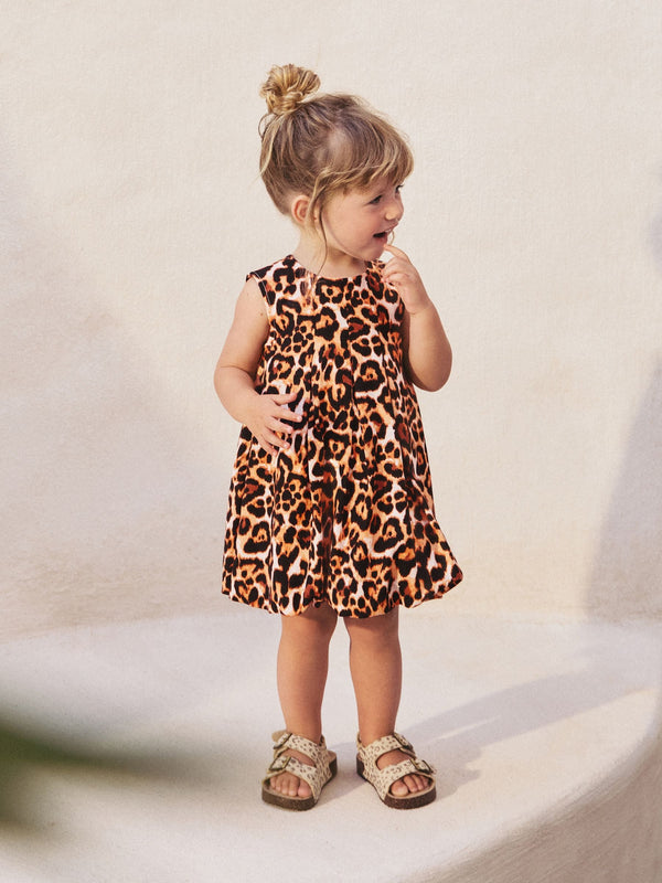 Animal Print Sleeveless Bubble Hem Dress (3mths-8yrs)