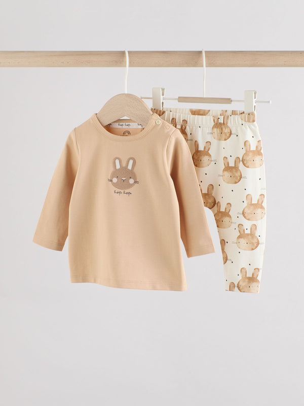 Neutral Easter Bunny Baby T-Shirt and Leggings 2 Piece Set (0mths-2yrs)