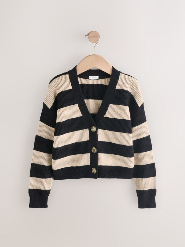 Black & White Stripe Boxy Cardigan (3-16yrs)