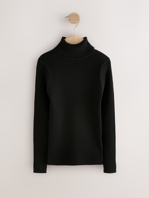 Black Roll Neck Knit Jumper (3-16yrs)