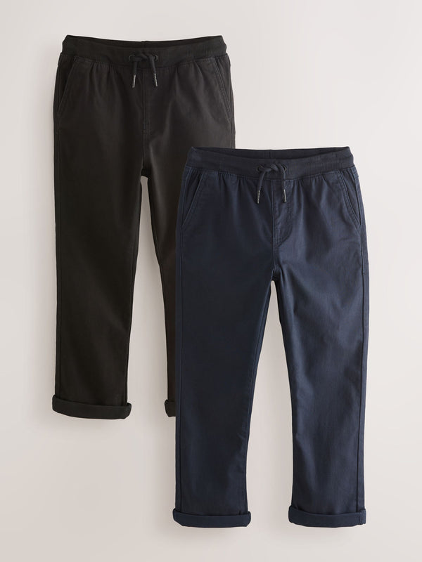 Black/Navy Rib Waist Pull-On Trousers 2 Pack (3-16yrs)